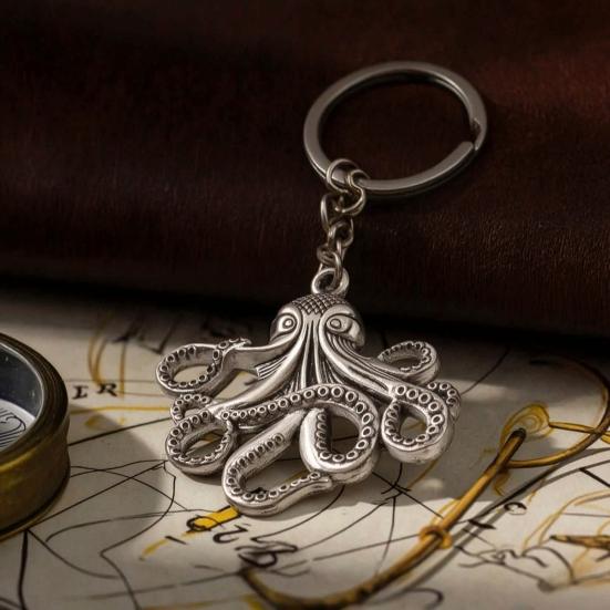 Keychain Pendant Octopus Design Multi-Tentacled Ocean Charm Alloy Key Chain Compact Size Backpack Bag