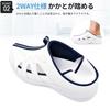 La BEAUTE Women's White Nurse Shoes, Comfortable, 2-Way, Ultra Lightweight, Wide 3E, Suitable for Nursing, White/Blue, Size 24.0