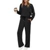 Tenues deux pièces pour femmes Décontractées Automne Tenues d'intérieur Sweatshirts Manches longues Col en V Pantalons larges Ensembles assortis