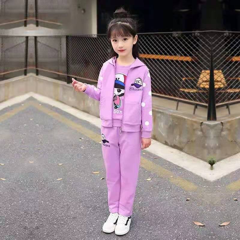 Kinder Mädchen Sportanzug Herbst Kinder Kapuzen Langarm Jacke + Hose Zweiteilige Freizeitkleidung für Studenten