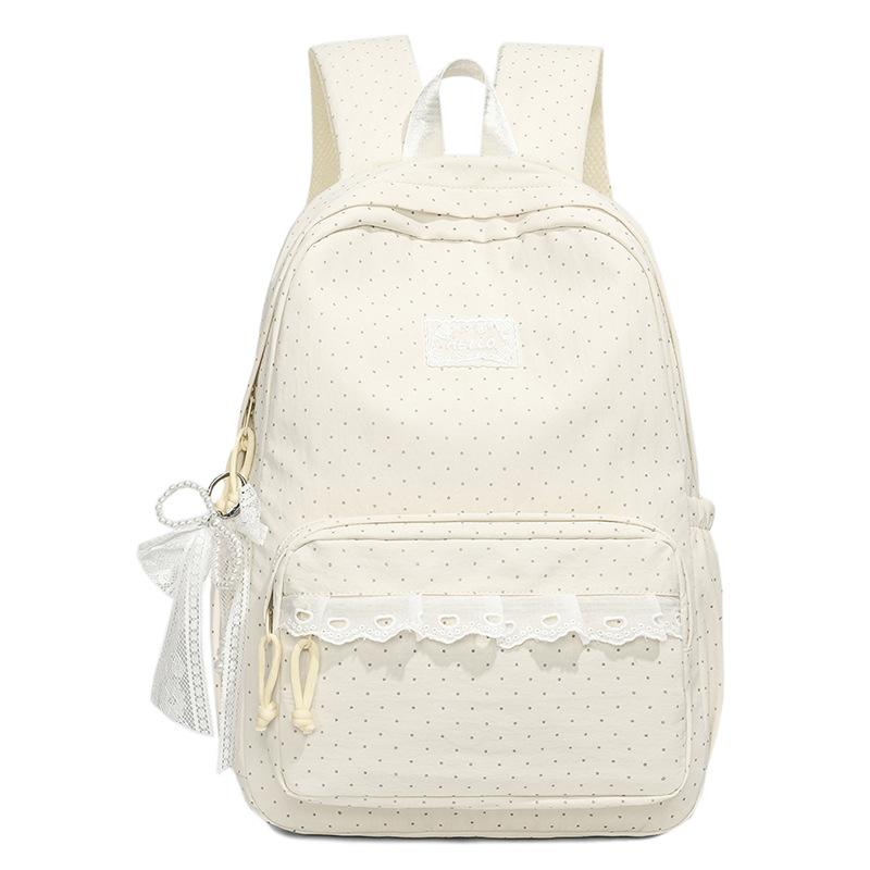 Schoolbag wholesale new schoolbag female Korean ins polka dot girl lace high value large capacity junior high school backpack