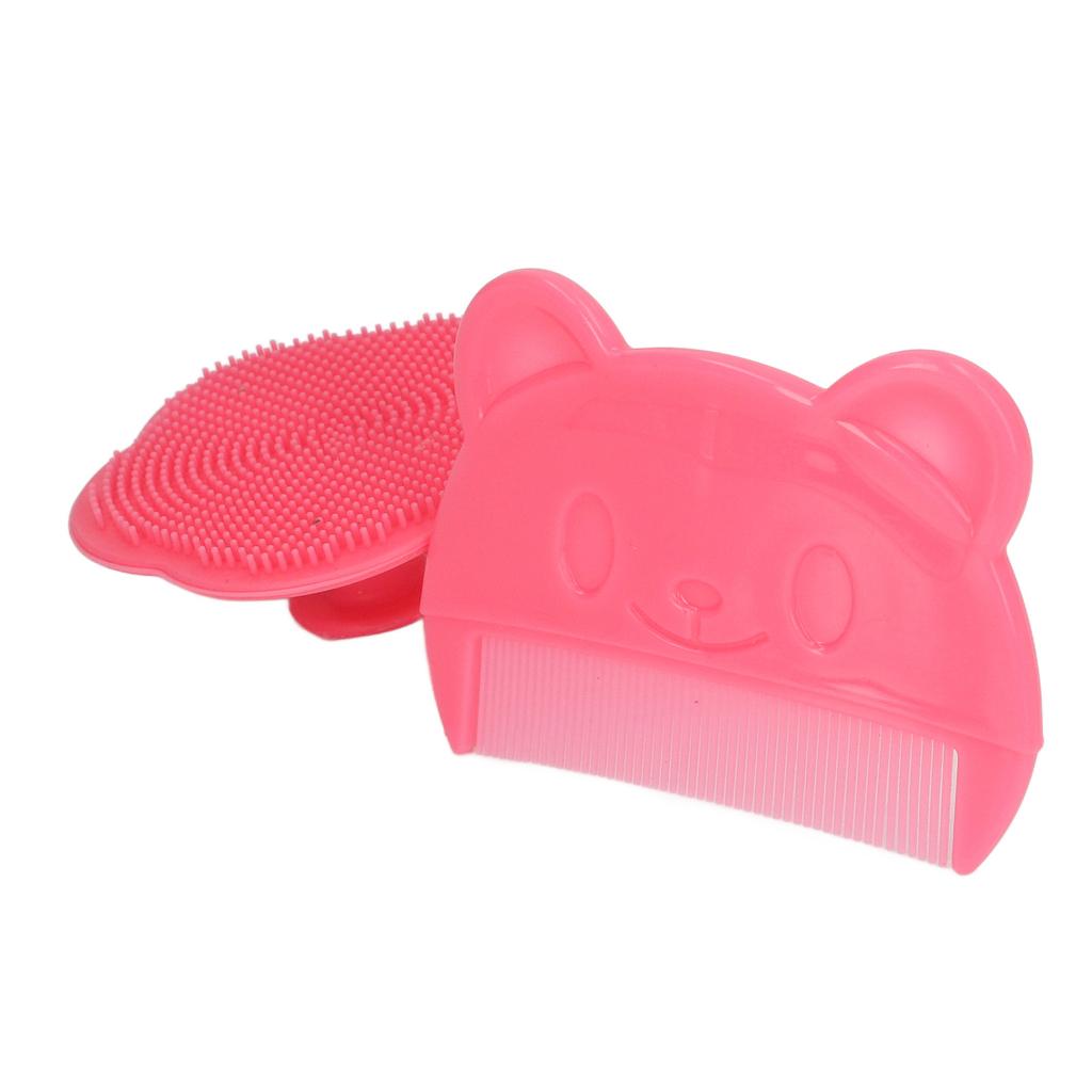 2 ks Sada kartáčů na dětskou pokožku hlavy Měkký smyslový silikonový koupací kartáč Pohodlný nástroj na koupání pokožky hlavy novorozenců Červený