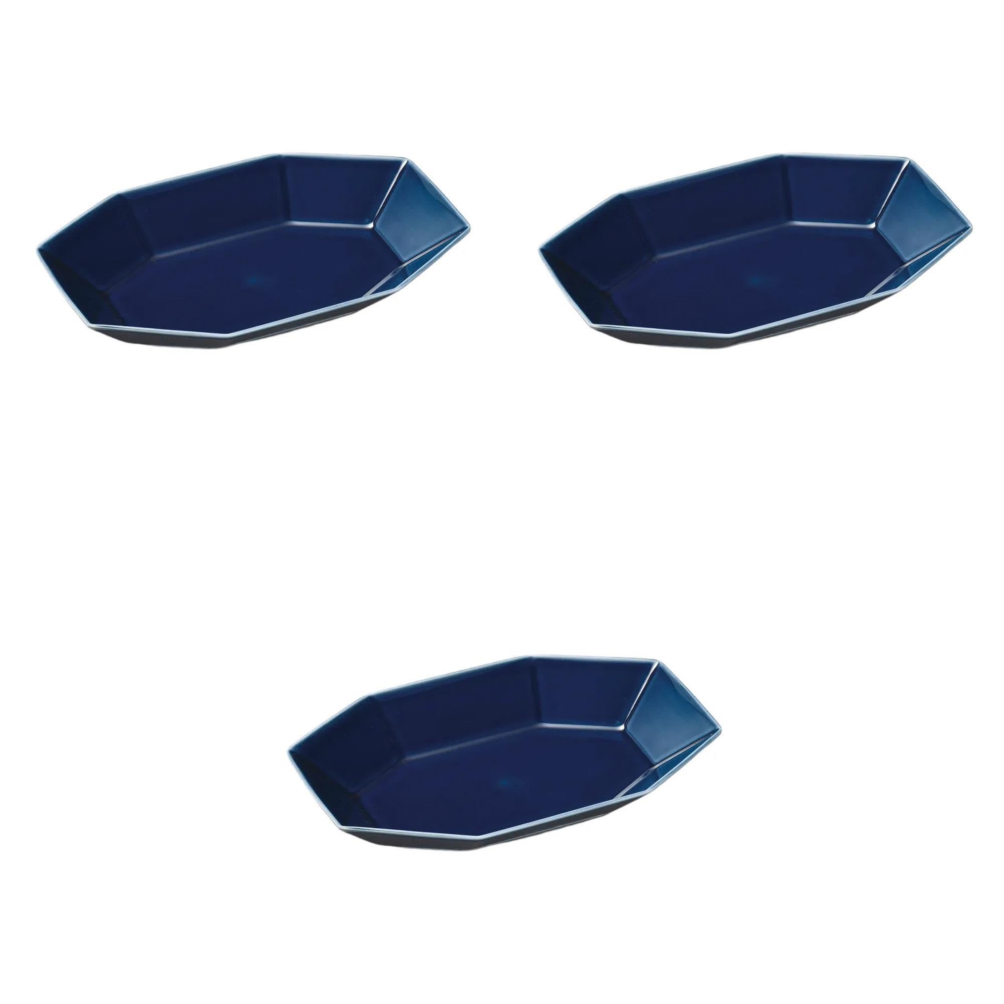 

Set of 3 Ultramarine Octagonal Plates x x Large Irregular Plates Setomonohonpo Multi-Purpose [26.4 17.5 4.5 cm]