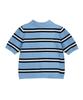WACKY WILLY Women'S Striped Collared Short Sleeve Knit Sky Blue