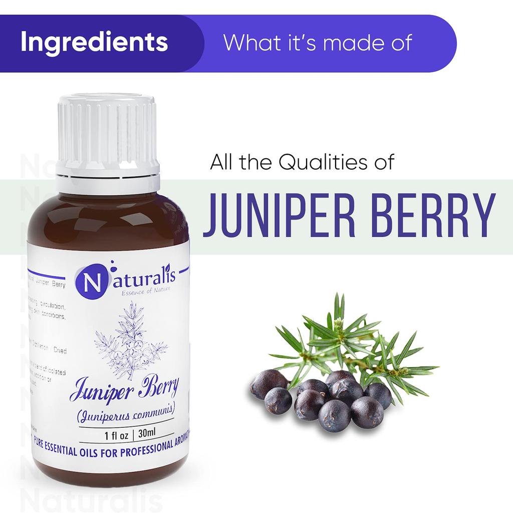 Naturalis Essence of Nature Juniper Berry Essential Oil 100% Pure, Natural & Undiluted Therapeutic Grade for Skin Care, Scars, Acne, Anti Aging -