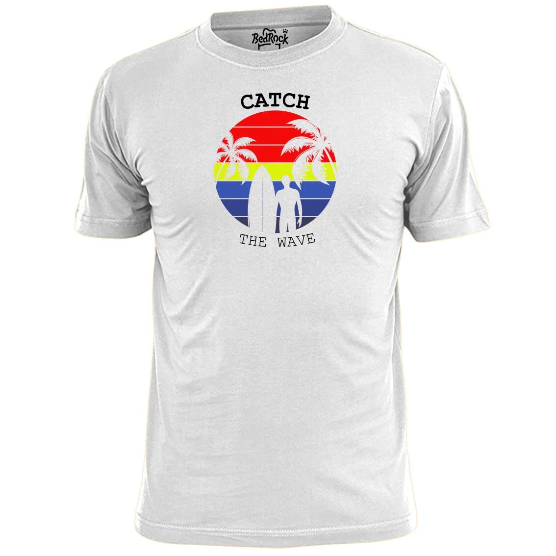Mens Catch The Wave Surfing T shirt Barrel Wipeout Surf S