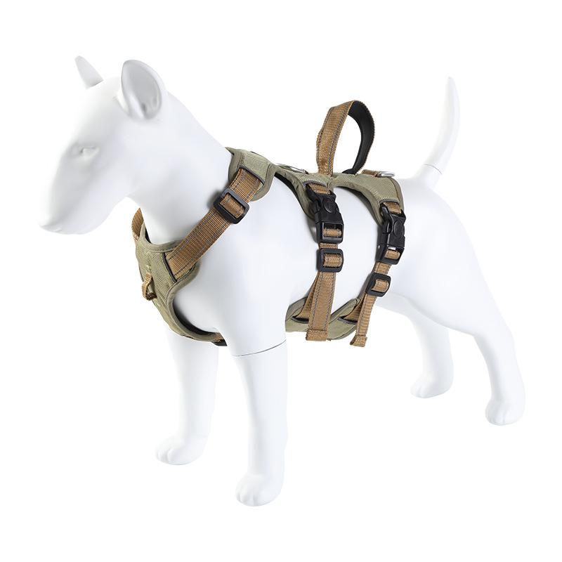 

Pet chest strap vest type explosion-proof punch medium and large dog walking rope Oxford cloth tactical dog leash S [Recommended 8-7.5 kg] хаки