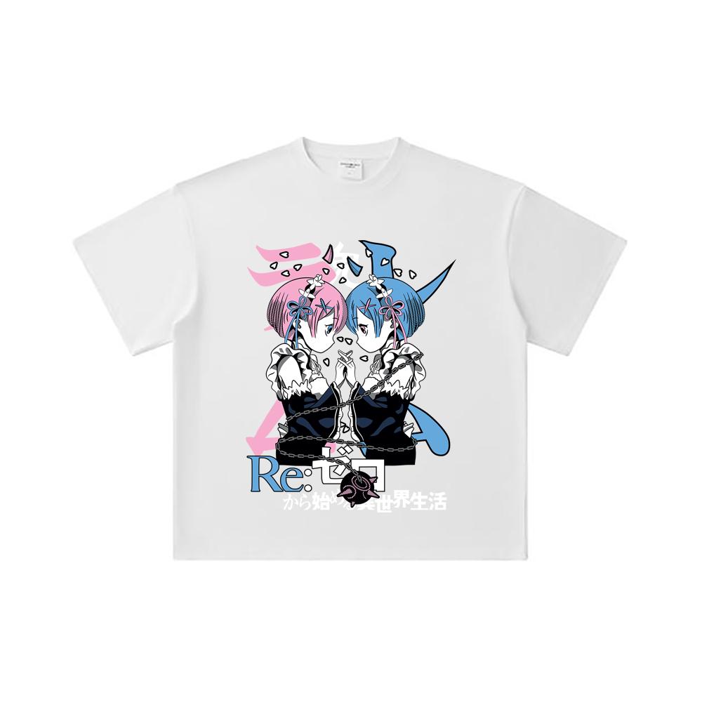 260 GSM Double Yarn 32 Count 100% Cotton ReZero V1 Print Unisex Heavy Cotton T Shirt