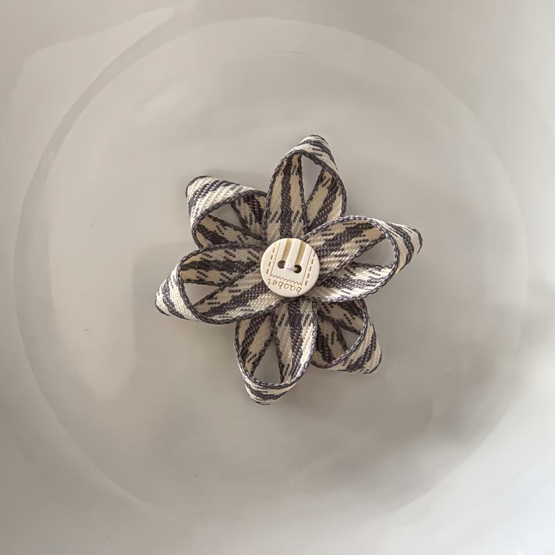 Korean Plaid Ribbon & Petal Button Accessories for Clothing, Shoes, Hats, Jewelry, Bags, DIY & Crafts