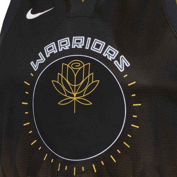 Nike X NBA Golden State Warriors Curry City Edition Golden Lotus Sports Breathable Jersey Kids Jersey Black 3Z2B7BU8W-WAR