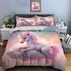 Unicorn resting on dreamy cloud Pattern Duvet Cover Set Digital Print Colorful Polyester Bedding with Zipper Closur for gifts