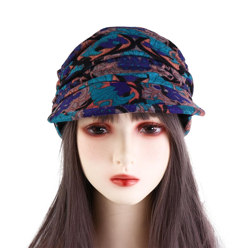 Foldable Earflap Floral Print Girls Cap Mom Hat Ethnic Style Cap Peaked Cap Women Hat Baseball Cap