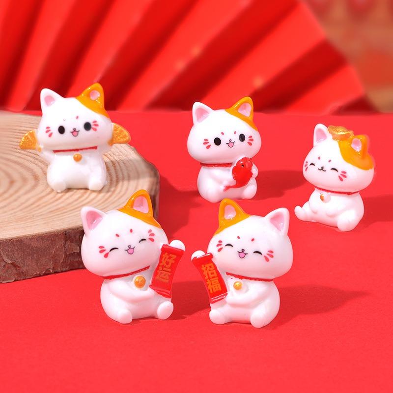 6Pcs Micro Landscape Ornaments, Cute And Lucky Cat Resin Crafts, Car Center Console Ornaments, Home Decoration Gifts