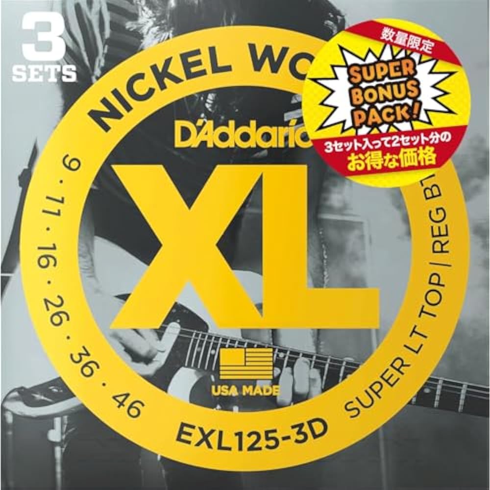 D Addario Daddario Electric Guitar Strings XL Nickel .009-.046 Super Light Top/Regular Bottom 3 S...