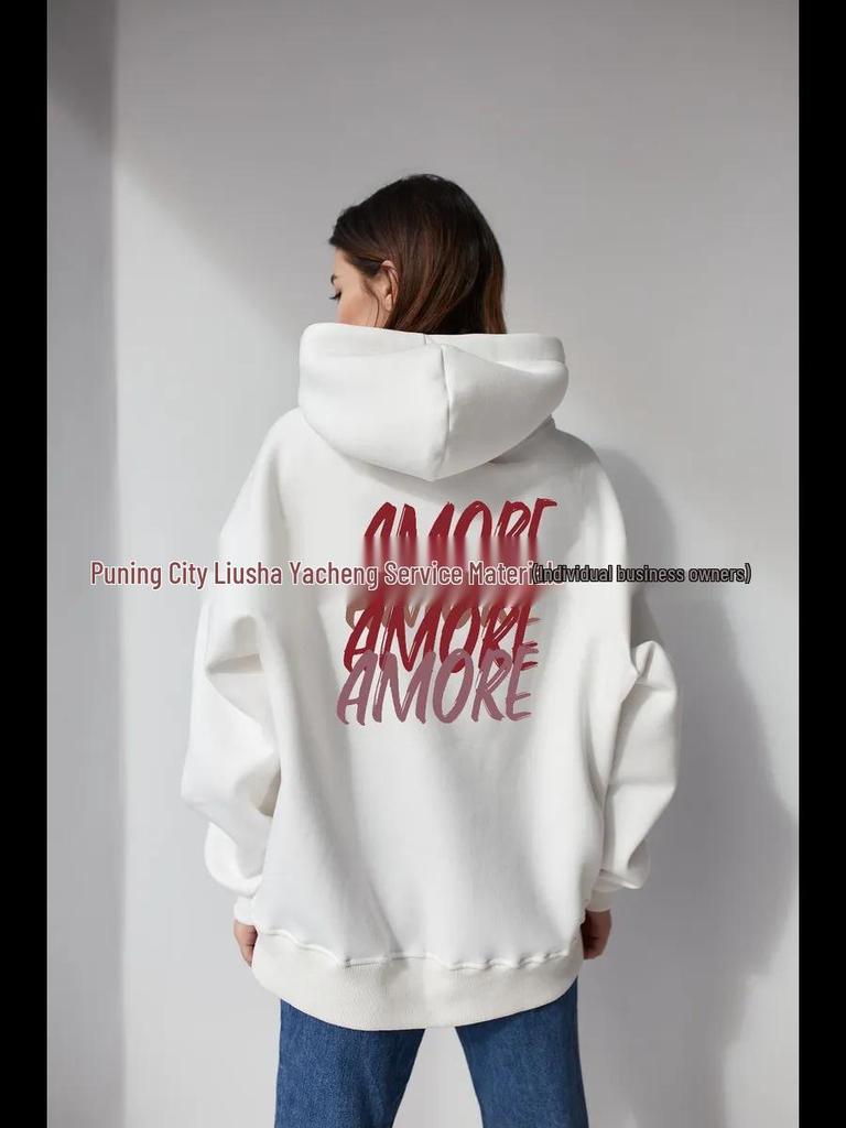 Stylish Versatile Streetwear: Comfortably Warm Hooded Pullover Sweatshirt Top