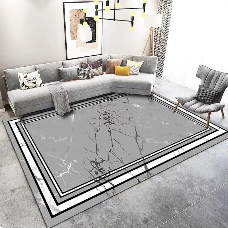 Classical Living Room Decor Carpet Home Decoration Gold Border Soft Rugs for Bedroom Washable Lounge Mat Elastic Floor Carpet