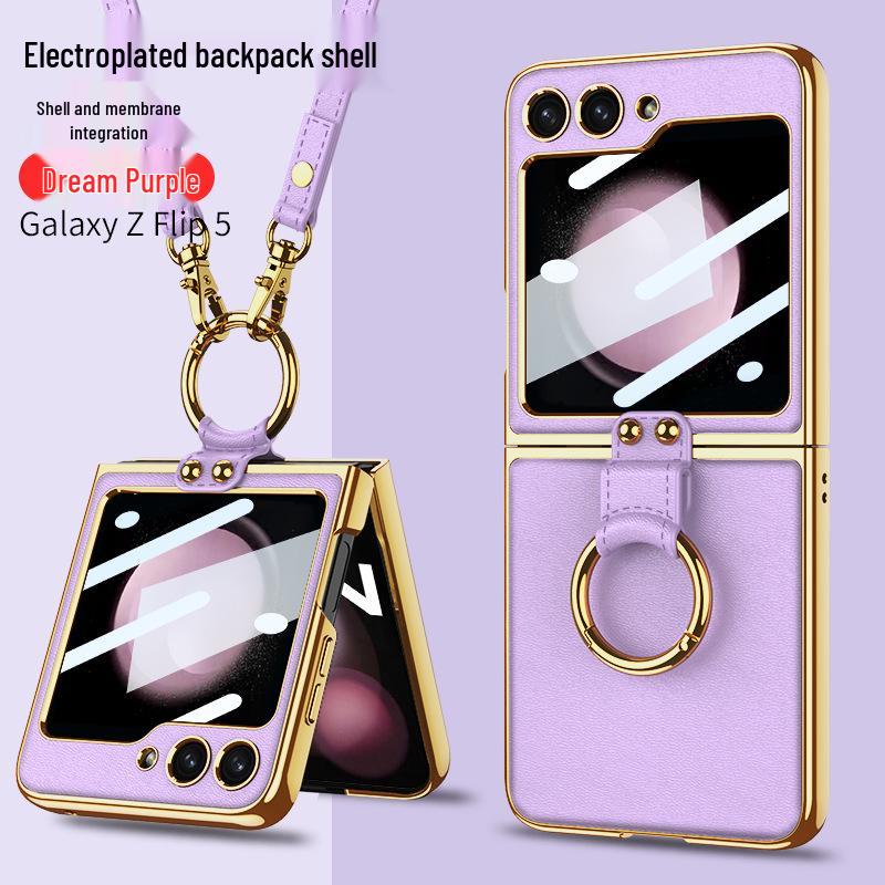 Crossbody Samsung Z Flip 5 Phone Case with Adjustable Lanyard and Strap, Hard Shell