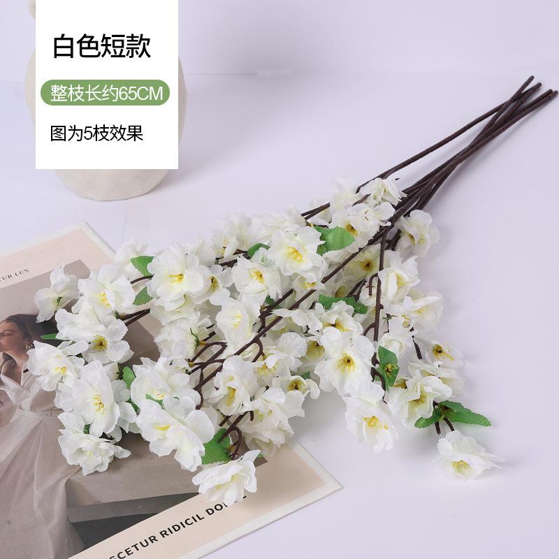 Simulation Peach Blossom Branch Fake Flower Single Dried Flower Cherry Blossom Living Room Ornament Branch Plum Blossom Silk Flower Fake Tree