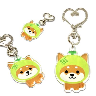 LamPlanning Reise-Mameshiba Acryl-Schlüsselanhänger-Anhänger, Shiba Inu, Mameshiba, Niedliches Charakter-Maskottchen, Beruhigend, Hergestellt in Japan (Melonen-Version, 3er-Set)