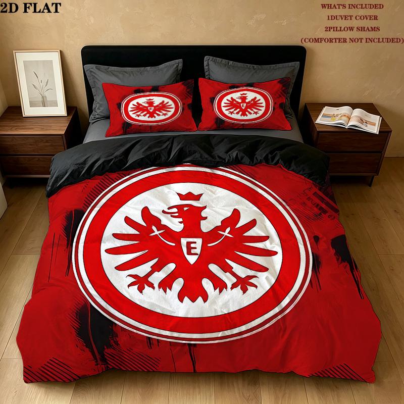 Frankfurt Football Pattern Bedding Quilt Set Quilt Cover Pillowcase Home Birthday Gift(1 * duvet cover + 2 * pillowcase, without core)