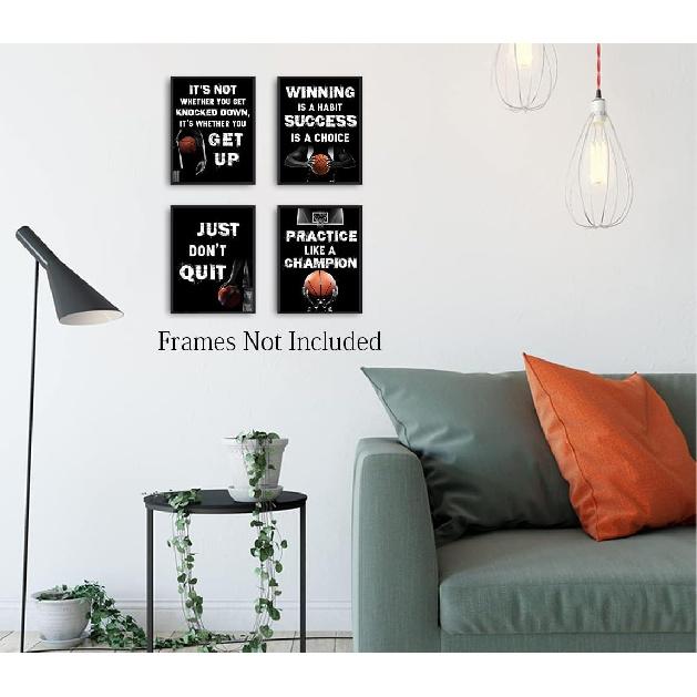 LNLAGBO pirational Basketball Wall Art Prints,Basketball Art Prints,Sports Canvas Posters for Sports Fans Boys Guys Room Dorm Bedroom Wall Decor,Set