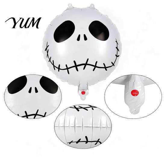 Spooky Carnival Party Favors 12PCS Halloween Skull Balloon Set, Aluminum Foil Balloons, Black And White Theme Supplies Striped Realistic Print