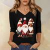3/4 Sleeve Shirts For Women Print Christmas Tees Blouses Casual Plus Size Basic Tops Pullover