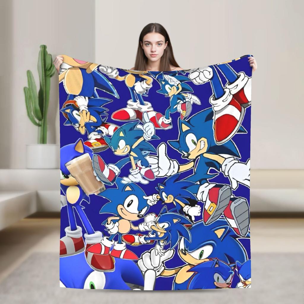 Shadow Game Blanket Cover Soniced Cartoon Flannel Throw Blankets Bedding Couch Decoration Ultra-Soft Warm Bedspread