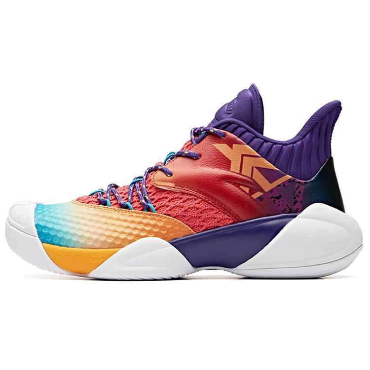 

New Anta Anti-Slip And Wear-Resistant Cushioning Coverage Mid-Top Performance Basketball Shoes Men s Purple Orange 11931605-7 44.5