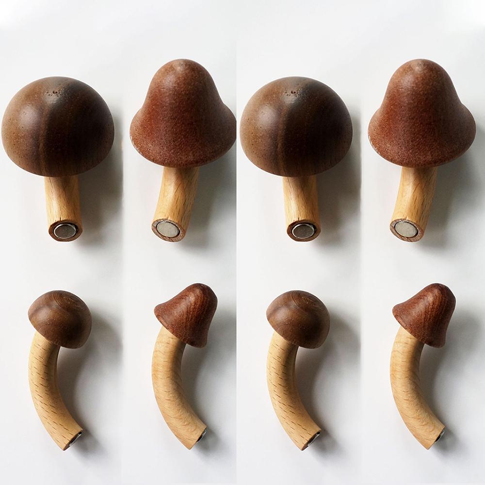 Mushroom Wooden Fridge Magnet Refrigerator Magnet Handmade 3D Solid Wood Magnet Fridge Magnets Magnetic Kitchen Decor Gift Room