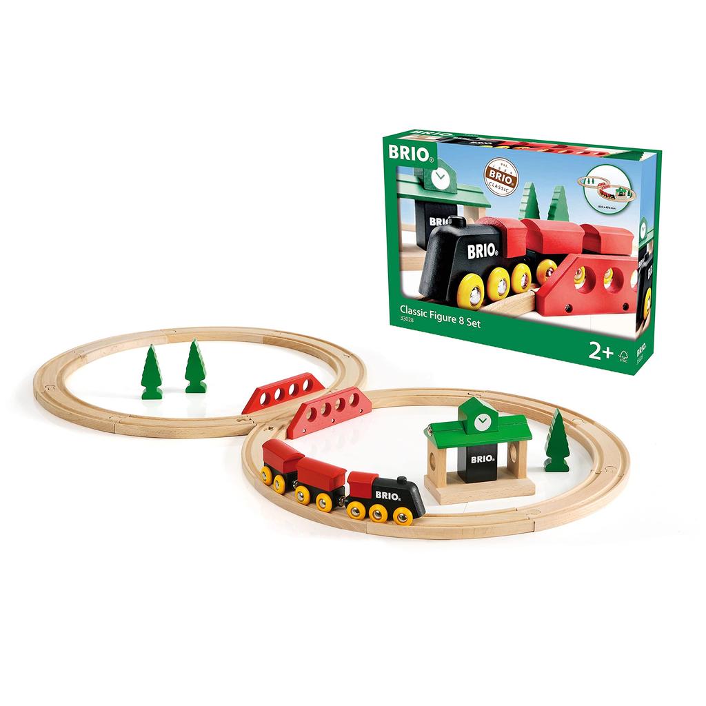 BRIO Classic Rail Figure-8 Set [22 Pieces] for Ages 2 and Up (Wooden Train Toy with Rails) 33028