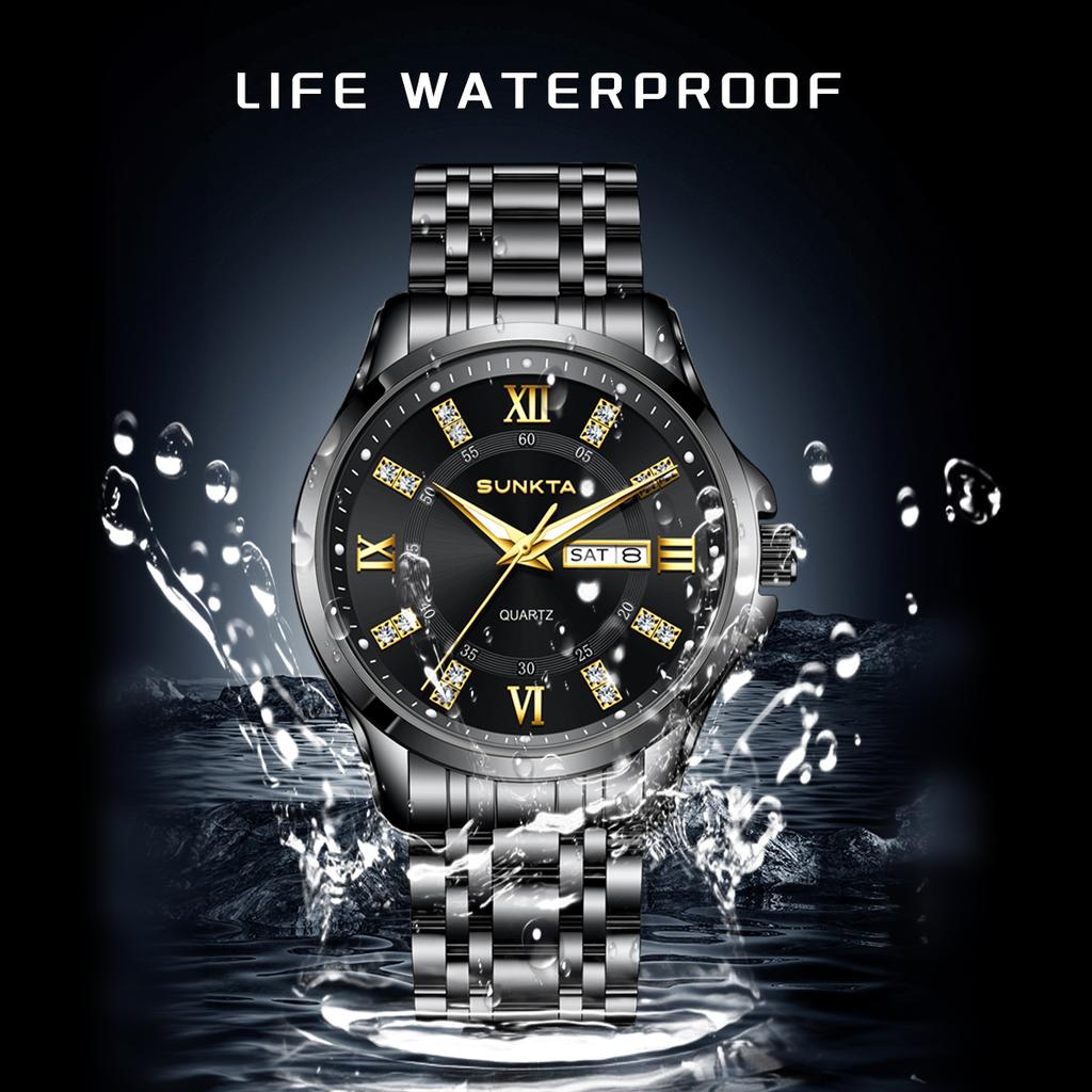 SUNKTA Men's watches Business Date Luminous casual fashion Male Watch Waterproof Quartz mens wristwatch reloj hommes+BOX