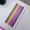 23cm Gold Glitter Reusable Plastic Straw with Ring