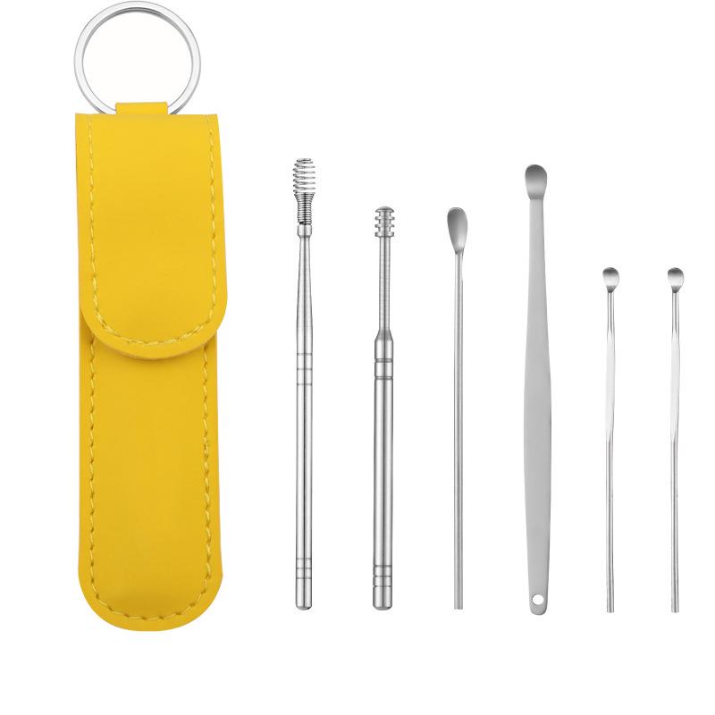 Stainless Steel 6-Piece Spiral Ear Pick Multifunctional Cleaner Set