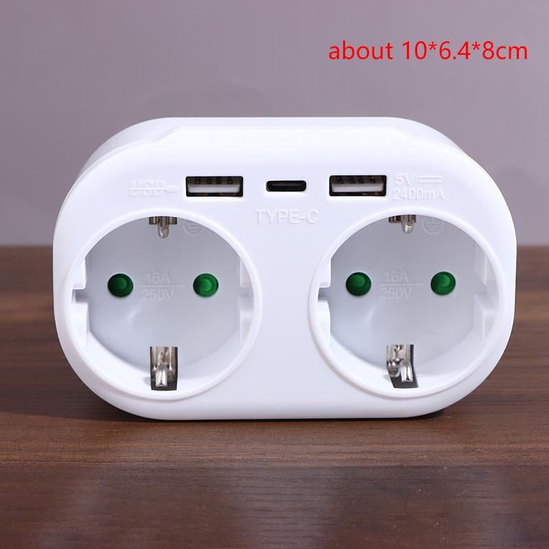1 To 3 Plug Eu Socket Adapter With Switch 16A Plug Adapter Travel Charging German Standard Power Converter For Portugal Turkey