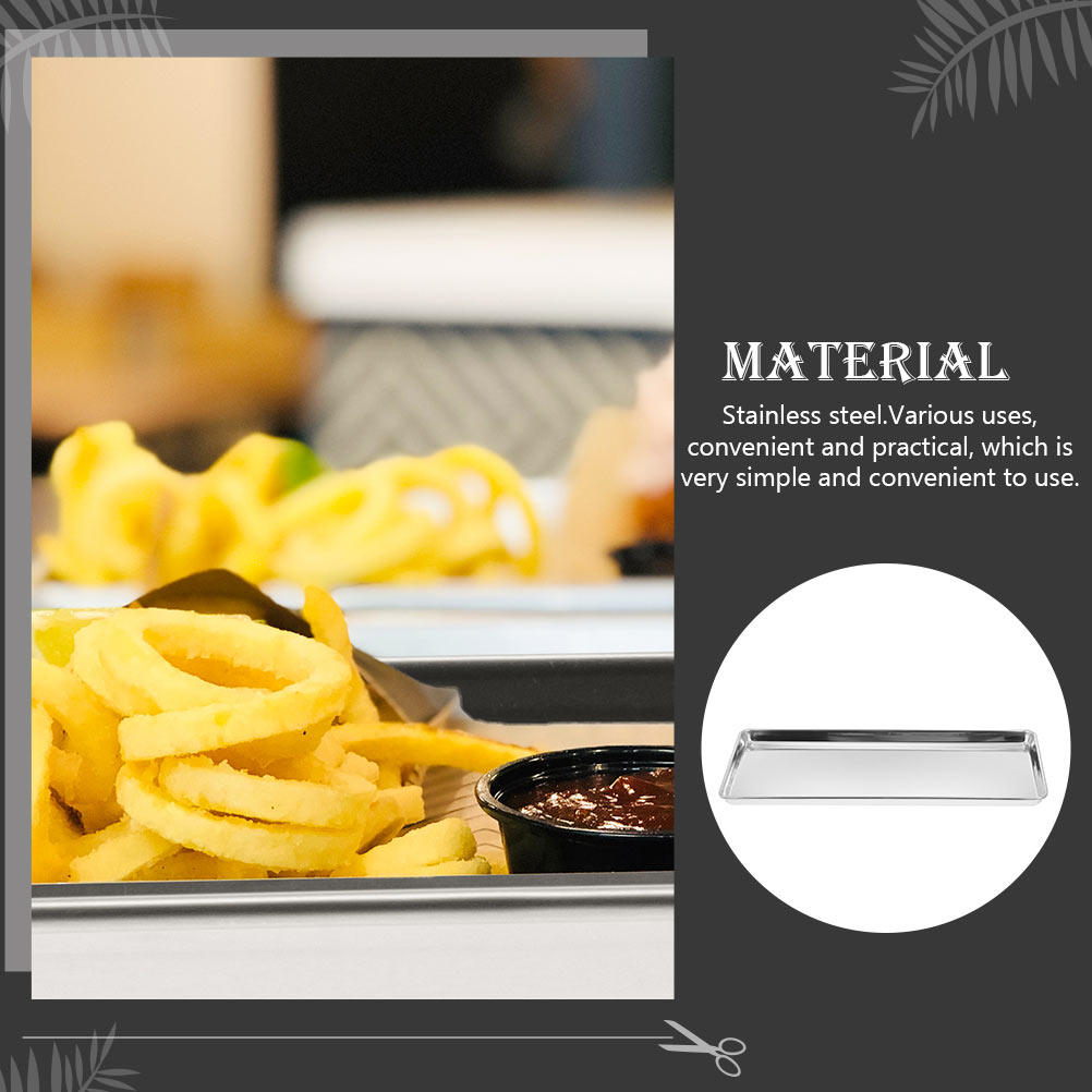 Stainless Steel Rectangular Food Plate Smooth Polished Design for Barbecue Party Snack Storage Kitchen Tray Rectangular Plate