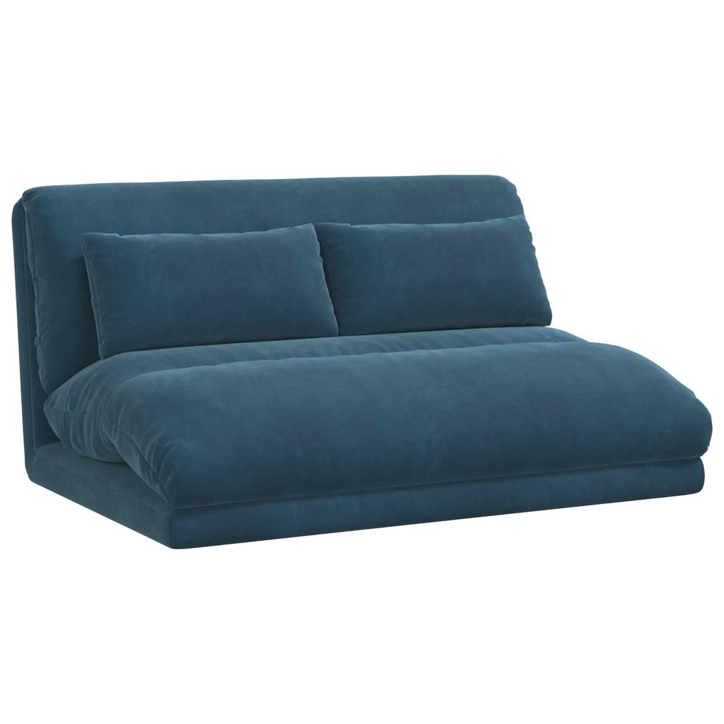 Adjustable Floor Footstool Blue Velvet