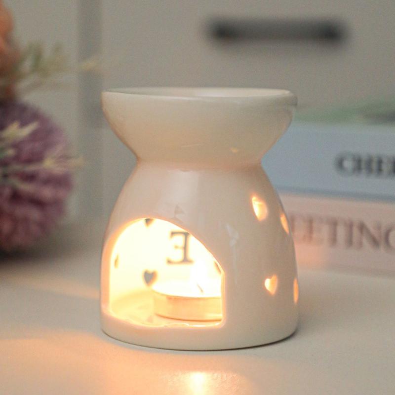 White Ceramic Incense Burner Candle Essential Oil Aromatherapy Diffuser Hollow Heating Stove Middle East Home Decor Ornament