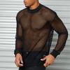 Men's Sheer Mesh Long Sleeve Drop Shoulder T-Shirt - Sexy Nightclub & Fitness Wear