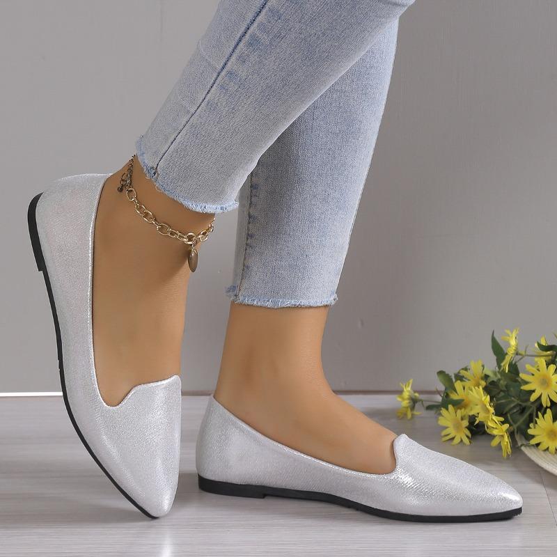 2024 Fashion Slip on Loafers Breathable Stretch Ballet Shallow Mouth Flats Women Soft Bottom Pointed Toe Boat Shoes Plus Size 43