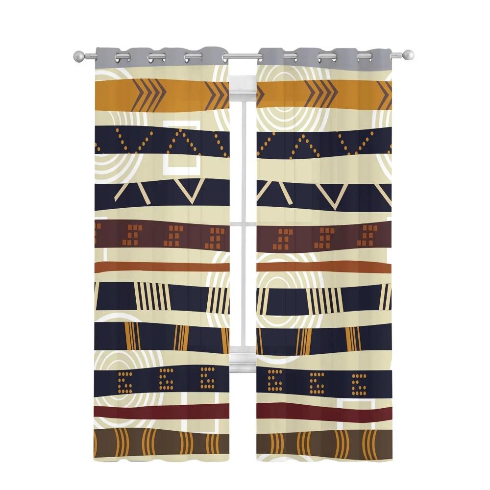 Tribal Retro Ethnic Sheer Drapes Living Room Window Curtains For Bedroom Kitchen Home Decoration Curtain Panels