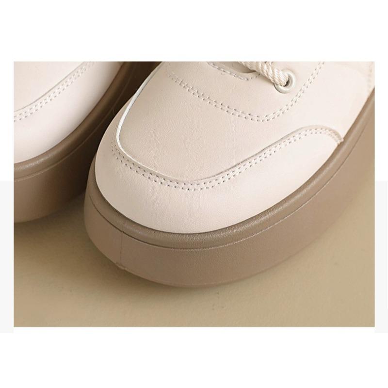 Women's Fur One Thick Bottom Heightening Winter Lightweight Padded Warm Snow Boots Non-slip Wear Casual Sneakers Lace-up Cotton Boots