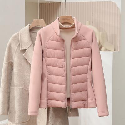 Winter Woolen Yoga Splicing Sports Cotton-padded Clothes Women's Stand-up Collar Slim-fitting Outdoor Warm Fitness Cotton-padded Jacket Women