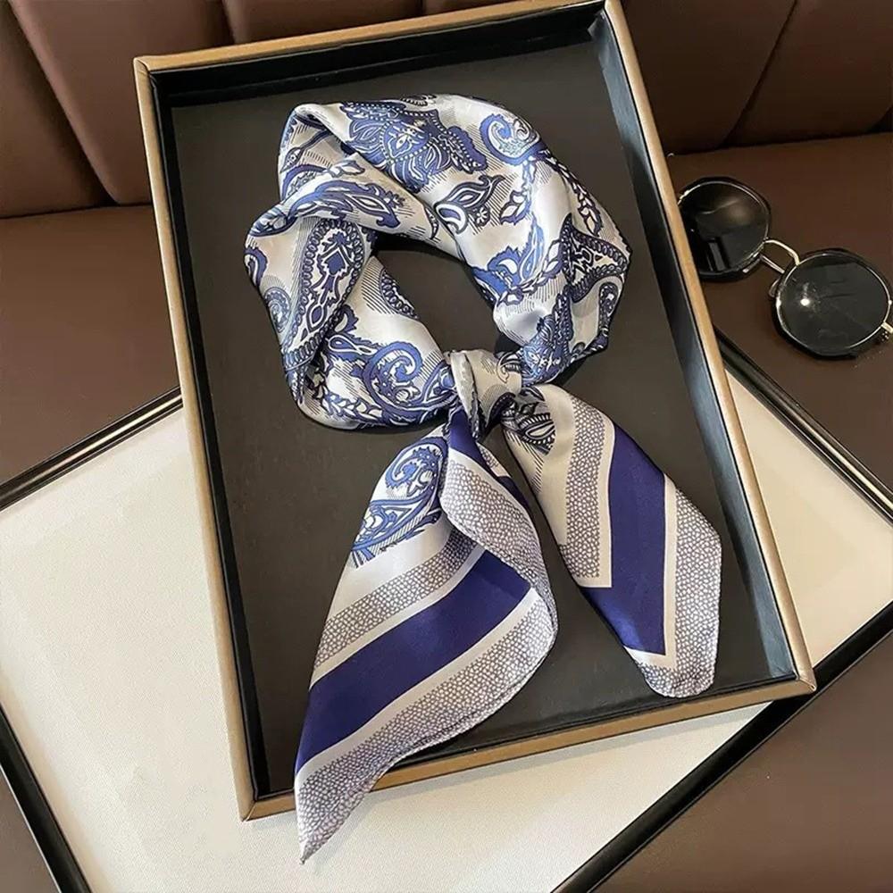 Bohemia Style Square Scarf Hijab 70x70cm Smooth Bandana Imitation Silk Scarf  for Women Female