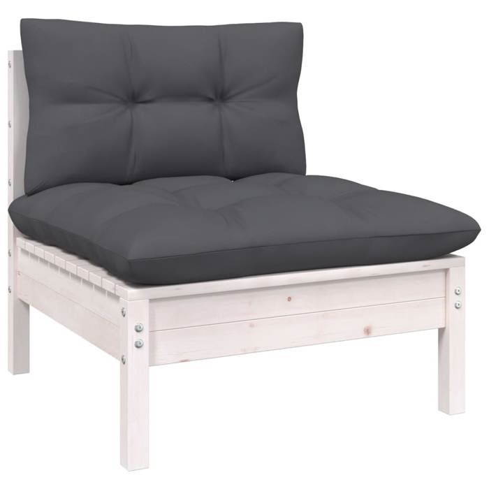 VidaXL Bois de Pin Massif Canapé Central de Jardin avec Coussins Canapé Central de Patio Meuble de Terrasse Canapé de Jardin 806635