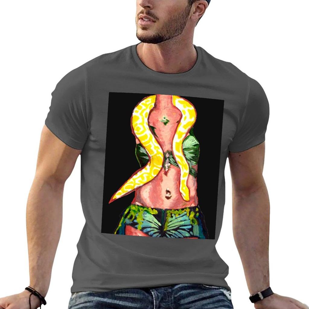snake u TShirt Simple Solid Color Crew Neck Tee