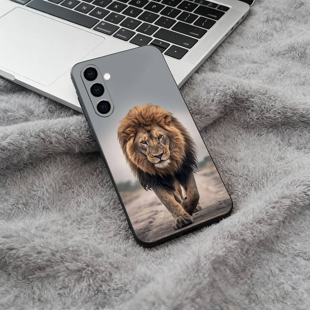 Lion- Pattern Phone Case For Samsung Galaxy A73,A71 A72,A70,A53,A52,A51,Soft Silicone Black Cover