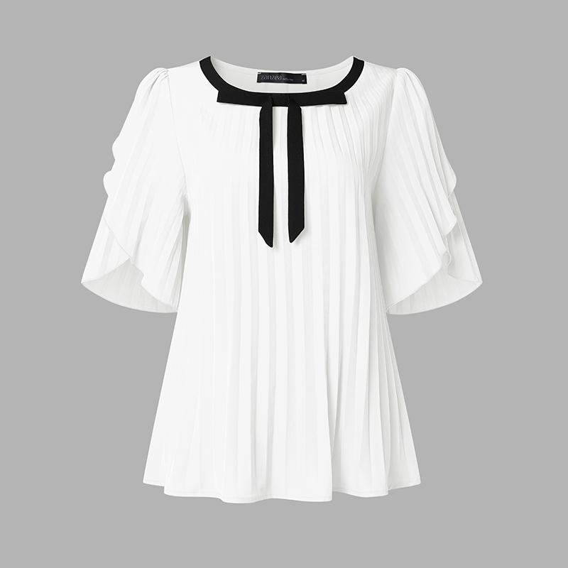 ZANZEA Women Elegant Casual Round Neck Loose Short Sleeve Blouse S