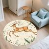 Laufendes Reh,Runder Teppich,Teppich für Wohnzimmer Schlafzimmer Sofa Spielzimmer Dekor,Rutschfeste Fußmatte