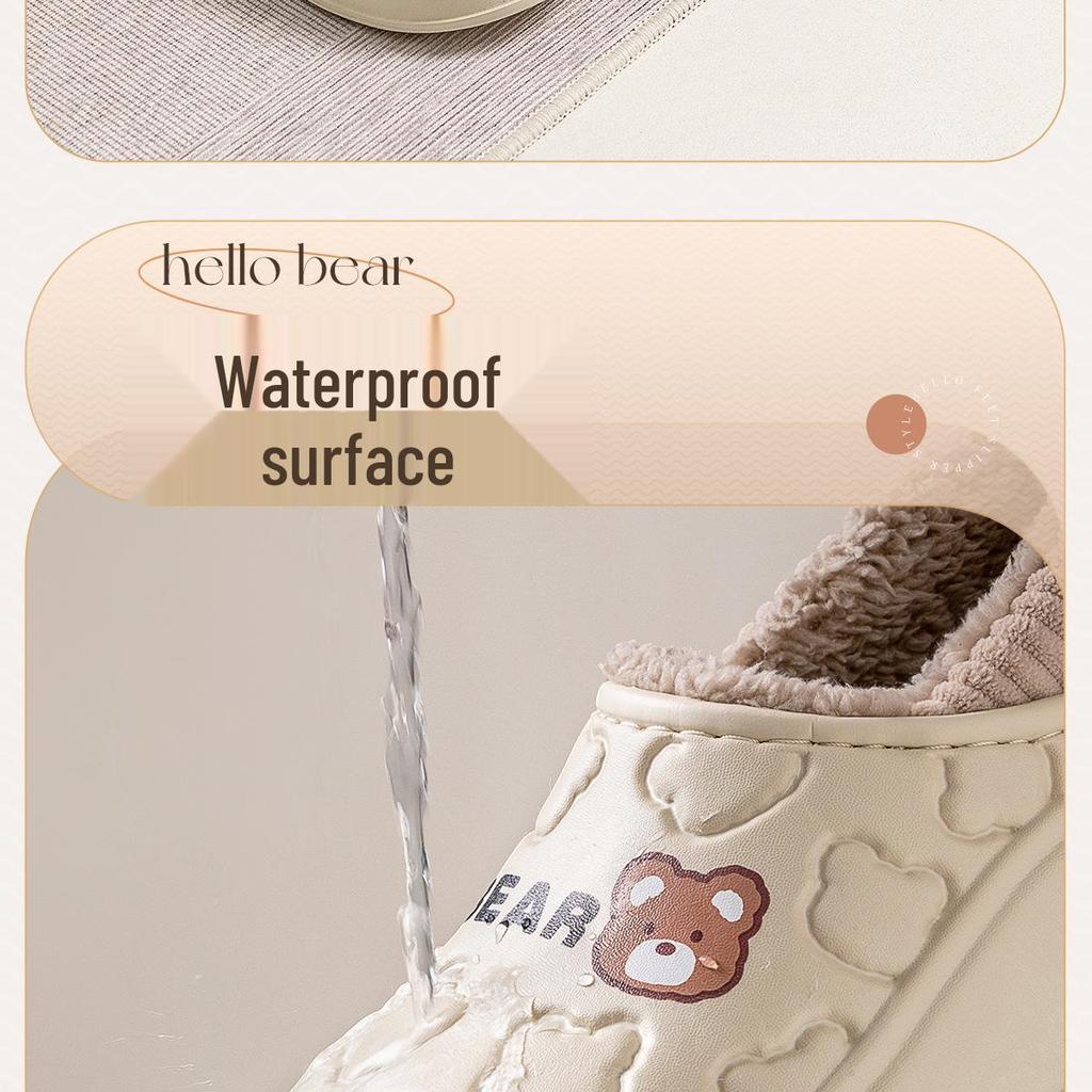 Jieleya Women's Waterproof Cotton Slippers: Winter 2025 Plush, Heel-Covered, Non-Slip Indoor/Outdoor Postpartum Shoes.